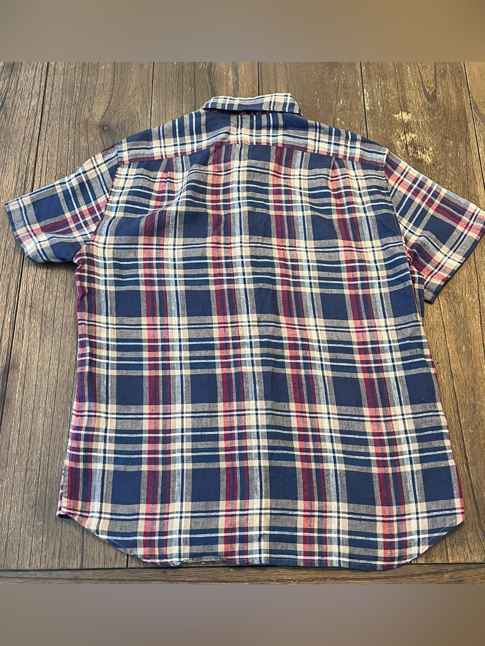 J. Crew Linen Plaid Slim Fit Short Sleeve Button Down Shirt Mens Large - Picture 7 of 7